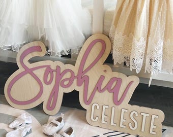 Large Custom Wood Name Sign, Nursery Name Sign, Boho Girl Name Sign, Above Crib Sign, Layered Baby Name Sign, Boy Name Sign, Cut Out Sign
