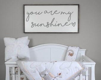 You Are My Sunshine Sign, Framed Wood Signs, Nursery Decor, Nursery Wall Art, Farmhouse Sign, Quotes, Kids Room Wall Art, Kids Room Decor