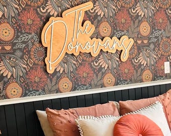 Large Custom Last Name Wood Sign, Cut Out Wood Family Name Sign, Wedding Sign Backdrop, Wedding Anniversary Gift, Wedding Decor, Layered