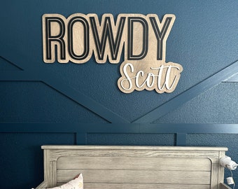 Large Custom Wood Name Sign, Nursery Name Sign, Boho Girl Name Sign, Above Crib Sign, Layered Baby Name Sign, Boy Name Sign, Cut Out Sign