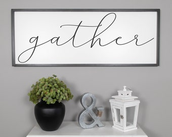 Gather Sign, Gather Sign Large, Wood Signs, Dining Room Sign, Dining Room Wall Decor, Farmhouse Sign, Farmhouse Decor, Thanksgiving Sign