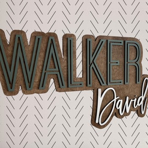 Large Custom Wood Name Sign, Nursery Name Sign, Boho Girl Name Sign, Above Crib Sign, Layered Baby Name Sign, Boy Name Sign, Cut Out Sign