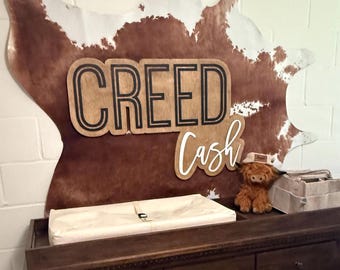 Large Custom Wood Name Sign, Nursery Name Sign, Boho Girl Name Sign, Above Crib Sign, Layered Baby Name Sign, Boy Name Sign, Cut Out Sign