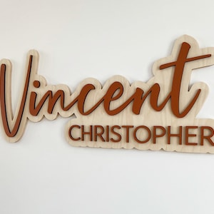Large Custom Wood Name Sign, Nursery Name Sign, Boho Girl Name Sign, Above Crib Sign, Layered Baby Name Sign, Boy Name Sign, Cut Out Sign