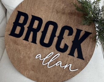 Large Nursery Name Sign, Above Crib Sign, Round Name Sign, Baby Name Sign, Custom Name Sign, Boy Name Sign, Girl Nursery Sign, Nursery Decor