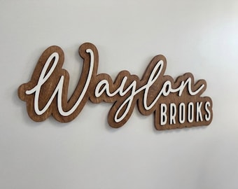 Large Custom Layered Wood Name Sign, Baby Nursery Name Sign Decor