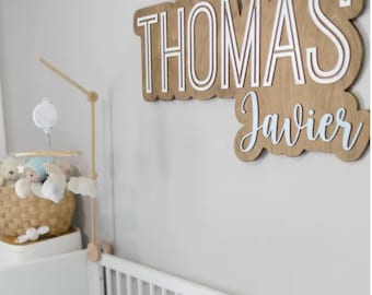Large Custom Wood Name Sign, Nursery Name Sign, Boho Girl Name Sign, Above Crib Sign, Layered Baby Name Sign, Boy Name Sign, Cut Out Sign