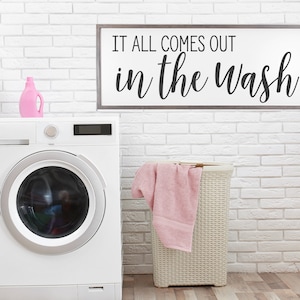 Laundry Room Sign, Laundry Room Wall Decor, It All Comes Out In The Wash Laundry Sign, Laundry Co Sign, Farmhouse Wall Decor