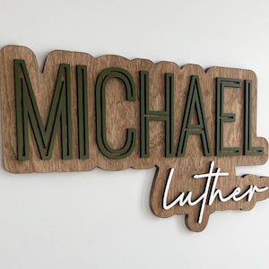 Large Custom Wood Name Sign, Nursery Name Sign, Boho Girl Name Sign, Above Crib Sign, Layered Baby Name Sign, Boy Name Sign, Cut Out Sign