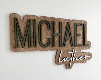 Large Custom Wood Name Sign, Nursery Name Sign, Boho Girl Name Sign, Above Crib Sign, Layered Baby Name Sign, Boy Name Sign, Cut Out Sign