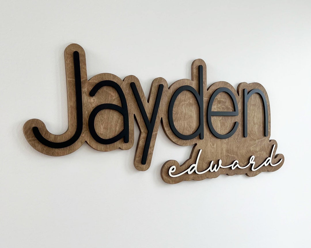 Large Custom Wood Name Sign, Nursery Name Sign, Boho Girl Name Sign, Above Crib Sign, Layered