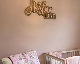 Large Custom Wood Name Sign, Nursery Name Sign, Boho Girl Name Sign, Above Crib Sign, Layered Baby Name Sign, Boy Name Sign, Cut Out Sign