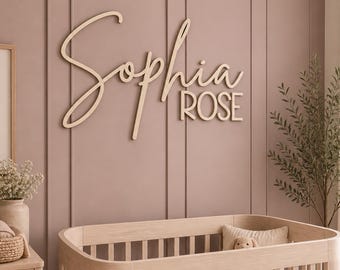 Custom Wood Baby Name Sign, Nursery Name Sign, First Middle Name Sign, Personalized Name Sign, Wall Art For Nursery, Kids Room Decor, Boho