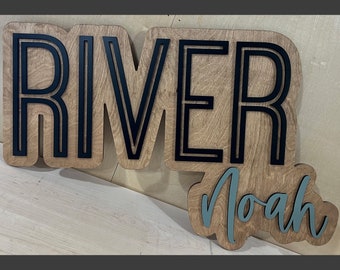 Large Custom Wood Name Sign, Nursery Name Sign, Boho Girl Name Sign, Above Crib Sign, Layered Baby Name Sign, Boy Name Sign, Cut Out Sign