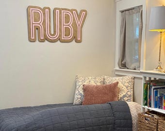 Large Custom Wood Name Sign, Nursery Name Sign, Boho Girl Name Sign, Above Crib Sign, Layered Baby Name Sign, Boy Name Sign, Cut Out Sign