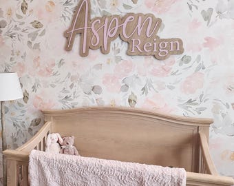 Large Custom Wood Name Sign, Nursery Name Sign, Boho Girl Name Sign, Above Crib Sign, Layered Baby Name Sign, Boy Name Sign, Cut Out Sign
