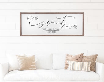 Home Sweet Home Sign, Personalized Last Name Sign, Wedding Gift, Housewarming Gift, Custom Name Sign, Family Established Sign, Bridal Gift