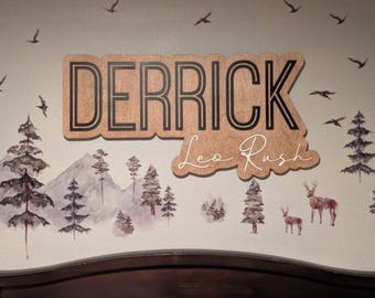 Large Custom Wood Name Sign, Nursery Name Sign, Boho Girl Name Sign, Above Crib Sign, Layered Baby Name Sign, Boy Name Sign, Cut Out Sign