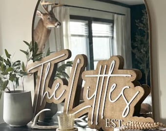 Large Custom Last Name Wood Sign, Cut Out Wood Family Name Sign, Wedding Sign Backdrop, Wedding Anniversary Gift, Wedding Decor, Layered