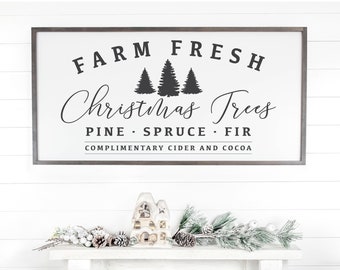 Farm Fresh Christmas Trees Sign, Christmas Tree Farm Sign, Christmas Decor, Christmas Farmhouse Sign, Christmas Wall Decor, Rustic Christmas