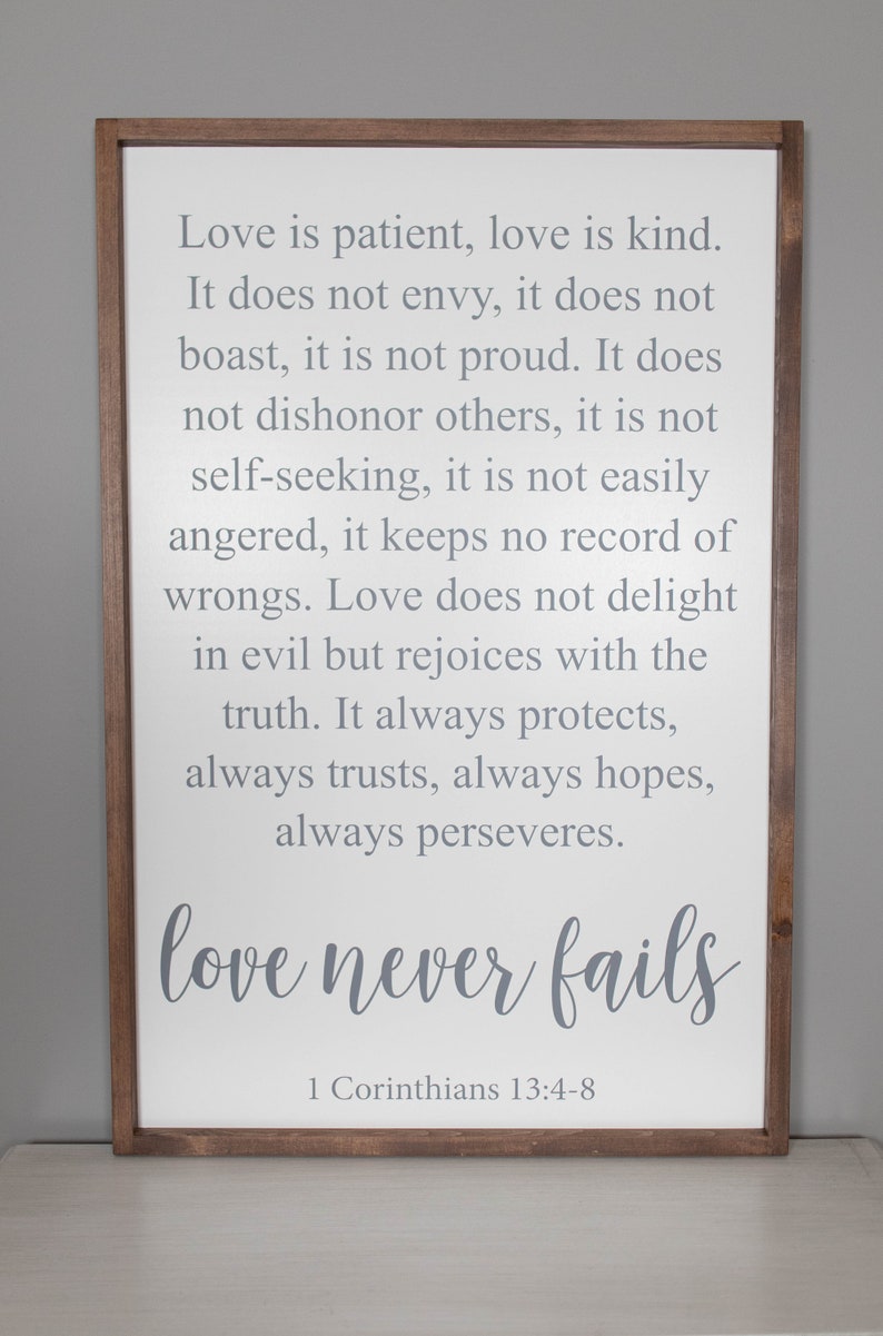 Love is Patient Love is Kind Sign Love Never Fails Sign Etsy