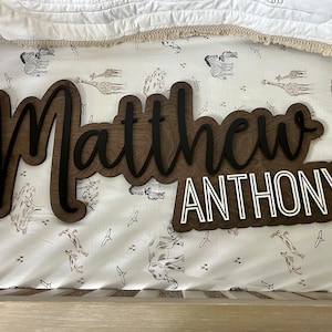 Large Custom Wood Name Sign, Nursery Name Sign, Boho Girl Name Sign, Above Crib Sign, Layered Baby Name Sign, Boy Name Sign, Cut Out Sign