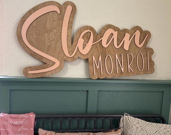 Large Custom Wood Name Sign, Nursery Name Sign, Boho Girl Name Sign, Above Crib Sign, Layered Baby Name Sign, Boy Name Sign, Cut Out Sign