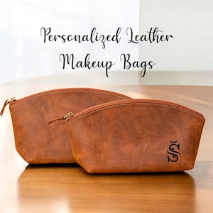 Personalized Leather Makeup Bags, Custom Travel Organizers, Cosmetic Travel Bag, Makeup Organizer, Minimalist Makeup Bag, Custom Gifts
