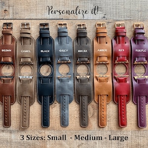 Custom Leather Watch Band, Arm Band Strap, Apple Watch Band 38, 40, 41, 42, 44, 45, 49 mm Handmade Samsung Galaxy Fossil Fitbit iWatch Pixel