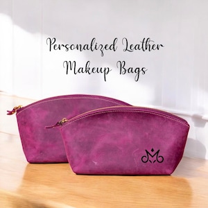Personalized Leather Makeup Bags, Custom Travel Organizers, Cosmetic Travel Bag, Makeup Organizer, Minimalist Makeup Bag, Custom Gifts