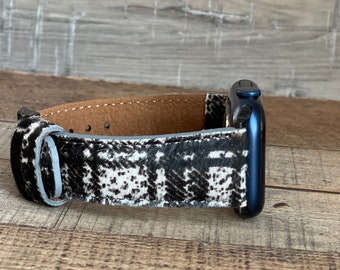 Furry Tiger Patterned Leather Custom Watch Band, Apple Watch Band 38, 40, 41, 42, 44, 45, 49 mm, Galaxy, Fitbit Pixel, Fossil, iWatch Band,