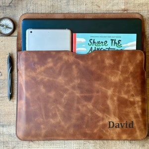 Bolsa de manga de cuero de grano superior, funda MacBook, bolsa portátil, funda MacBook, fundas para iPad, funda para iPad, funda de cartera, funda personalizada, personalizada