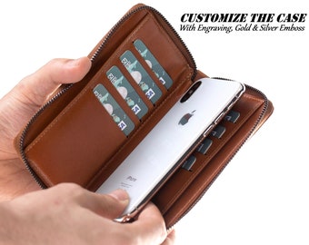 Russet Leather iPhone Wallet Case. iPhone 15, 14, 13, 12, 11, 11 Pro, X, Xs Max, XR, 8, 8 Plus, 7, 6 Case, iPhone Card Holder, Pouch Case