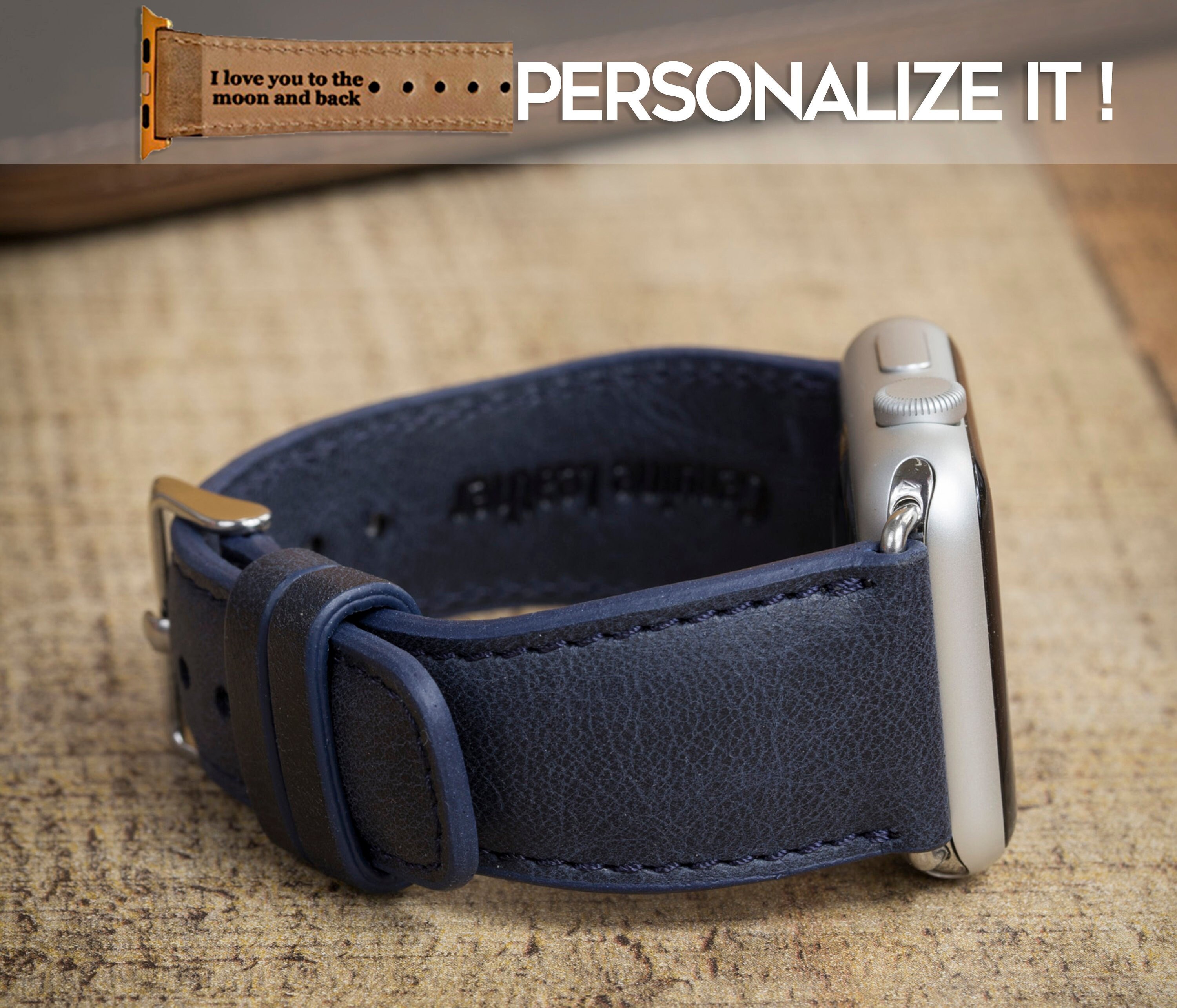 Dark Navy Leather Watch Band Apple 