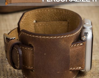 Cinturino per Apple Watch in pelle pieno fiore, compatibile con Galaxy, Fitbit Pixel e Fossil da 38, 40, 41, 42, 44, 45, 49 mm. Cinturino personalizzato con incisione.