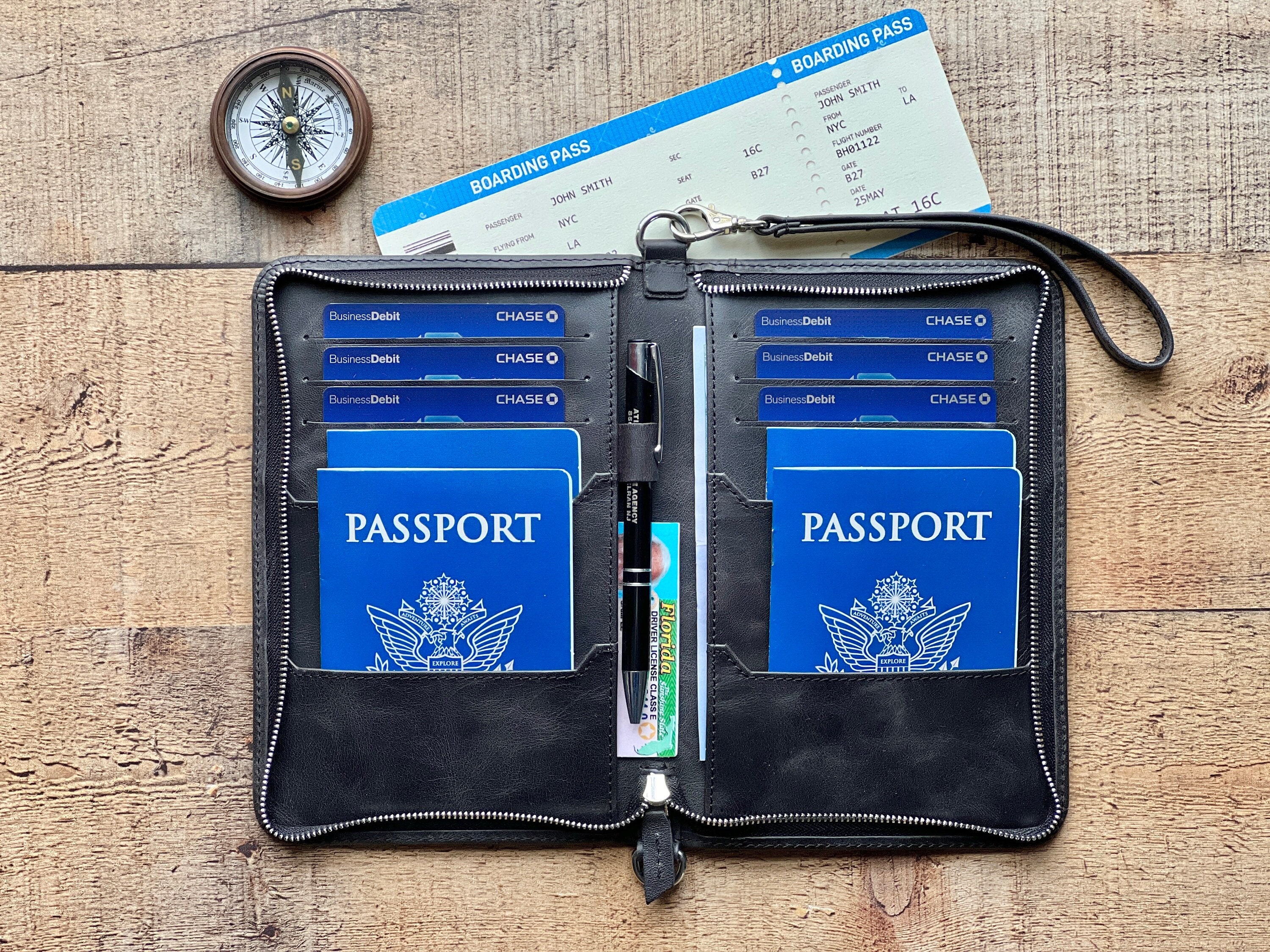 Inspiring Adventures Luxury Passport and Vaccine Card Holder, Credit Card,  RFID Blocking Bifold Wallet | Slim Minimalist Design | Includes Unique Gift