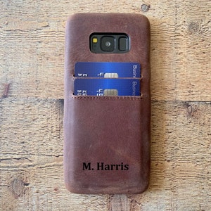 Samsung Brown Leather Snap On Full Back Cover Case, Cardholder, Galaxy S24, S23, S22, S21, S20, S10, S9, S8, Note 20, 10, 9, 8 Plus