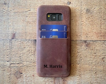 Samsung Brown Leather Snap On Full Back Cover Case, Cardholder, Galaxy S24, S23, S22, S21, S20, S10, S9, S8, Note 20, 10, 9, 8 Plus