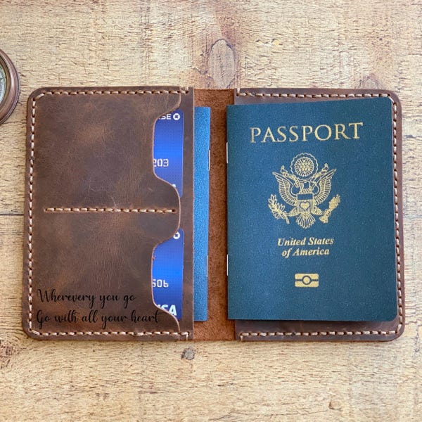 Custom Leather Passport Cover, Handmade Passport Holder, Personalized Passport Wallet, Travel Wallet, Monogram, Gift for him her Bifold Case