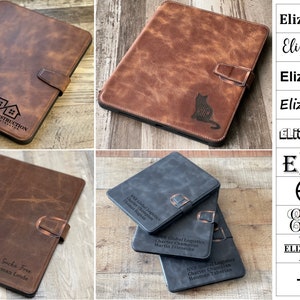 Custom Leather iPad Cases, Antic Brown Leather iPad Sleeve, iPad Pro 12.9, Pro 11, 10.9, 10.5, 10.2, Mini, Portfolio Case with apple pencil image 5