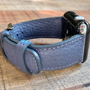 Grain Royal Blue Leather Watch Band, Apple Watch Band 38, 40, 41, 42, 44, 45, 49 mm, Galaxy FitBit Fossil Pixel Strap, Custom iWatch Band