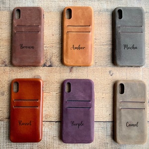 Russet Leather Feather Light Snap On full cover case, iPhone 15, 14, 13, 12, 11, 11 Pro, 11 Max, X, XS Max, XR, 7, 8 Plus iPhone Card Holder image 6