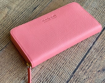 Pink Leather Women's Wallet, Card Holder, Travel Purse, Anniversary Gift, Phone Holder Wallet, Custom Card Wallet, Women's Clutch Purse