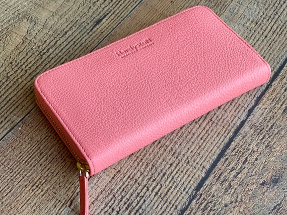 BYTKMRY Orange Pink Rose Long Leather Wallet, Zipper Travel Handbag,  Multi-Card Slot Money Clip For Men And Women