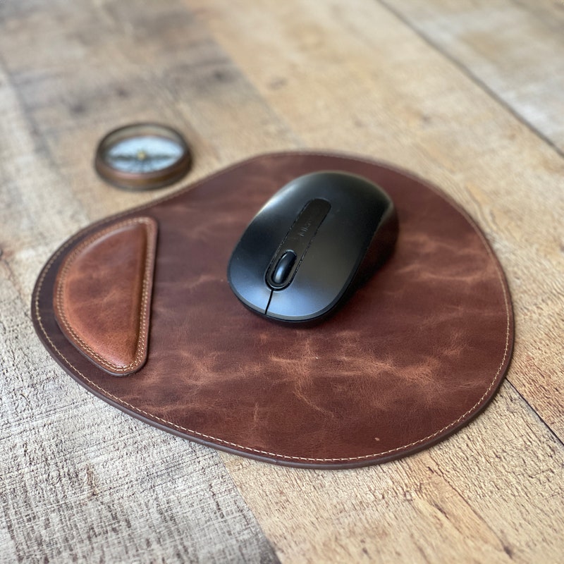 Handcrafted Embossed Leather Mouse Pad