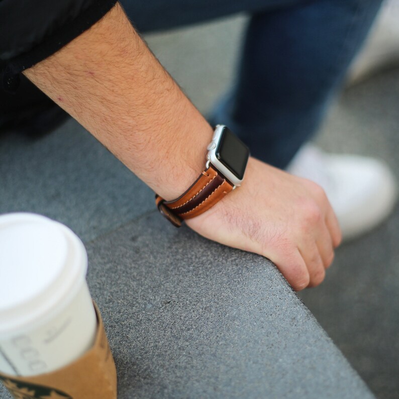 Genuine Leather Watch Band Apple Watch Band Galaxy Fossil | Etsy