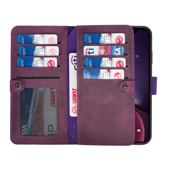 Antic Purple Leather Iphone Wallet 13 12 11 X Xs Max Xr Etsy Australia