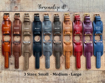 Individuelles Uhrenarmband Leder 38, 40, 41, 42, 44, 45, 49mm. Handgemachtes Galaxy, Pixel, Fossil Fitbit iWatch Armband