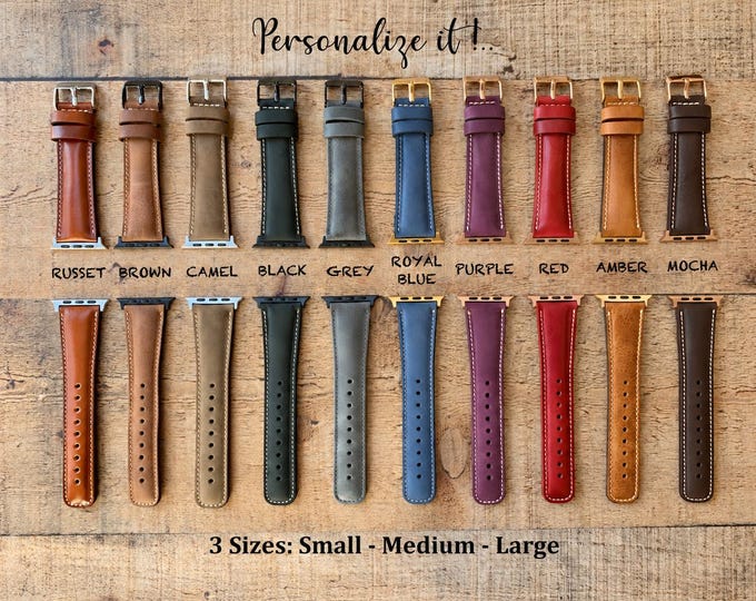 Custom Leather Watch Band, Apple Watch Band 38, 40, 41, 42, 44, 45, 49 mm. Handmade Samsung Galaxy, Pixel, Fossil, Fitbit iWatch Strap