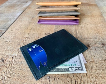 Antic Black Leather Slim Card Holder, Credit Card Case, Slim Wallet Minimalist Card Sleeve, Custom Groomsmen Gifts, Leather wallet